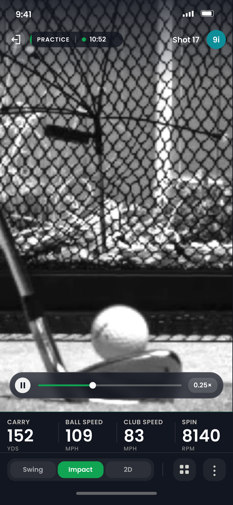 High speed impact video for a 7 iron shot